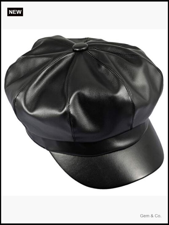 PU Leather Newsboy Cap - 8 Panel Gatsby Ivy Hat Spring Autumn Outdoor main image 4
